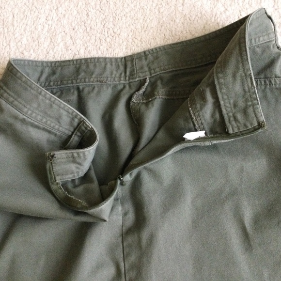 Vintage J. Crew Army Green Inverted Pleat A-line Skirt - Sz 6 - Picture 10 of 11